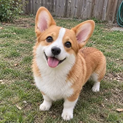 AI-generated photo reference: tan-and-white corgi
