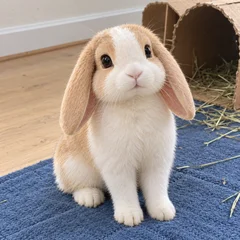 AI-generated photo reference: cream lop-eared rabbit